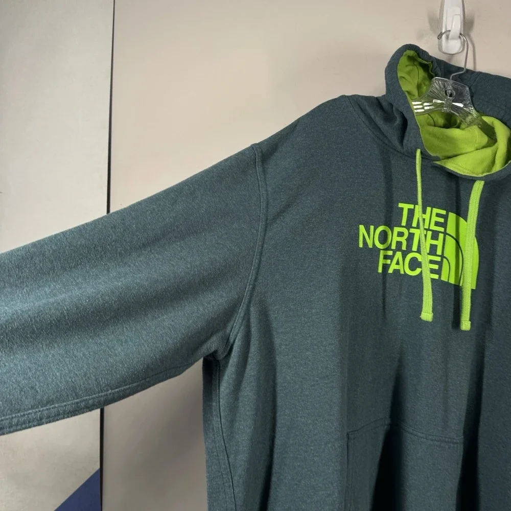 The North Face Half Dome Teal Green & Neon Hoodie Pullover Mens Sz XXL